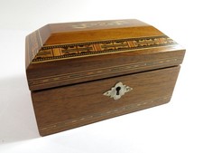 Antique Solid Wood Metal Lined Cigar Humidor—Stunning Inlay! — Refinished