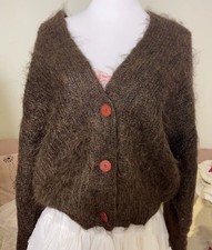 Mohair Blended Sweater Fluffy Fuzzy Cardigan Super Soft Vintage Knit