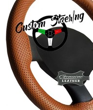 Pour Nissan Figaro 1989-1991 Moyen Marron Perforé Housse Volant Cuir