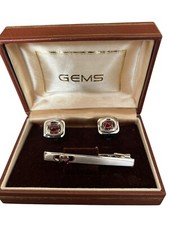 boutons de manchettes et pince à cravate vintage Sun Eagle Grenats Numéroté ￼