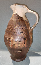 Large Linard Jean Sandstone Pitcher Signed Ceramic Sandstone Borne 