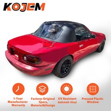 Fits Mazda Miata 1990-2005 Black Convertible Soft Top w/ Plastic Window