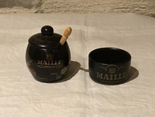 Ensemble publicitaire pot à moutarde et sa cuillère en bois avec ramequin MAILLE