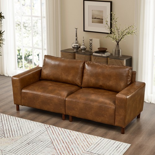 Brown loveseat faux - 79",