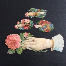 4 Chromos Découpis Mains et