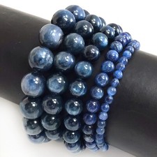 Grade AAA Natural Gemstone Blue Kyanite Bracelet Stretch Balance 7.5" Customize