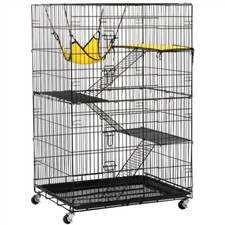 Cage pour animal de compagnie avec 4 niveaux avec roulettes 123 cm Grande cage