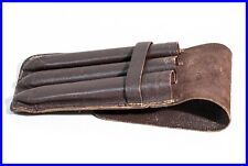 1950's DARK BROWN Saffian Leather pouch / etui f 3 Fountain Ballpoint VINTAGE