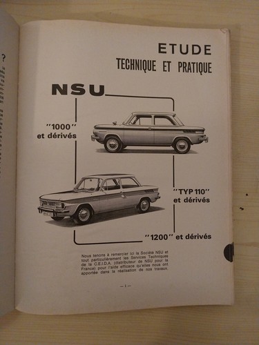 Revue technique nsu 1000 - 1000, 1200