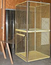 Heavy steel mesh cage with open top and hinged flap door w/latch
