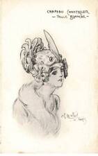 MIKIDP7-053- FEMME AU CHAPEAU CHANTECLER POULE BLANCHE PAR ILLUSTRATEUR NAILLO