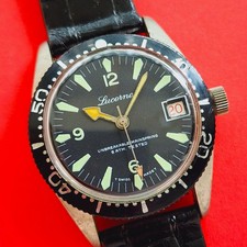 Lucerne Skin Diver Watch Vintage Amazing Black Dial Swiss Mechanical For Repair
