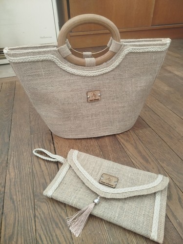 Sac main mini carré beige - à,