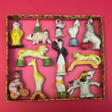 Jouets anciens - Ravissant coffret 12 sujets en biscuit sur le Cirque - JAPAN