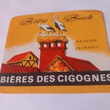 Ancienne étiquette bière des CIGOGNES Brie à ST Quentin