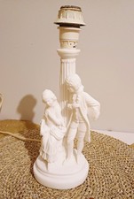 Alabaster Lamp Stand - Signed - Character Scenes - 20th Century? 