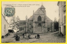Old postcard 91 - LONGJUMEAU (Essonne) L'EGLISE St MARTIN animated pump well fountain