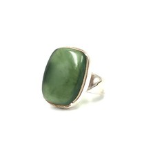 Mens signet ring jade green 925 silver vintage jewellery 19.1mm / 60 argent bague