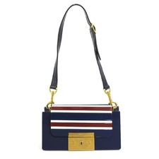 Auth Mulberry Shoulder Bag Navy/Red/White Plastic/Leather/Goldtone - 55683f