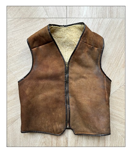 Gilet berger cuir shearling - gilet,