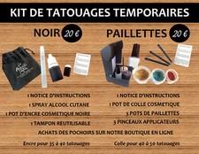 Kit de tatouage temporaire encre noire hypoallergenique OU paillettes cosmétique