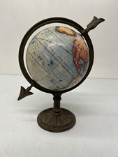 Vtg Reproduction Robert DeVaugondy 13.5" Desktop Globe Terrestre Cast Iron Base