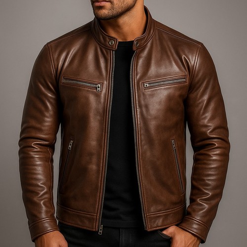 Veste bomber homme cuir marron