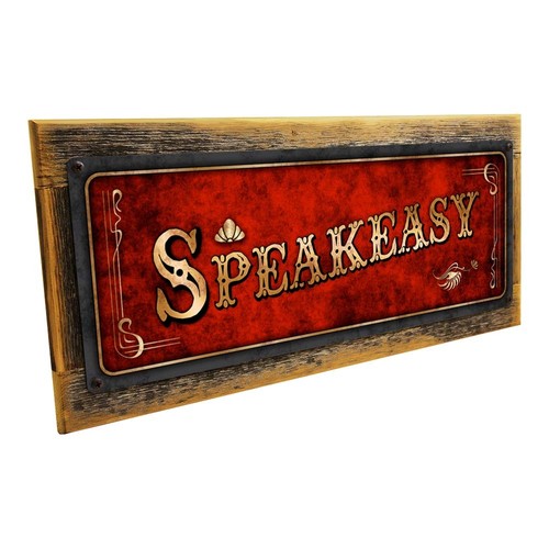 Red speakeasy metal - metal, sign;