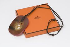 HERMES Pink Lacquer Horn Pendant Necklace