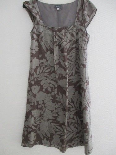 Robe soie grise - , imprimée