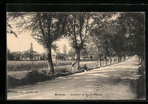 Cpa mirande abattoir route - mirande,,