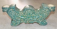 OLD GREEN ENAMELLED STONEWARE CANDLE HOLDER BROTHEL POTTERY ART DECO