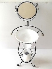 Tuscany Wrought Iron Mirror And Ceramic Wrought Iron Saucer Bowl Toilet Set