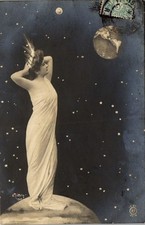 Woman on the Moon Surrealism Fantasy Card