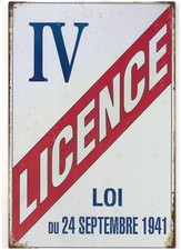 PLAQUE METAL LICENCE IV/BAR/VIEILLIE 30X20CM