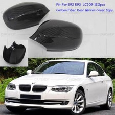 Carbon Fiber Side Mirror Cover Cap Add For BMW E92 E93 LCI 325i 335i Coupe 09-12