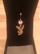 Bijoux Corps Nombril Piercing Lapin Dorée et Noir Playboy REF 1