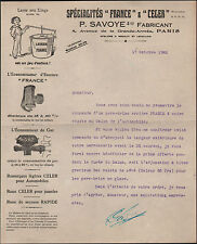 PARIS (XVII°) WASHING MACHINE FACTORY / GASOLINE & GAS ECONOMIZER "P. SAVOYE" 1922