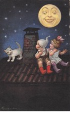 COLOMBO E  illustrateur  Enfants avec la lune