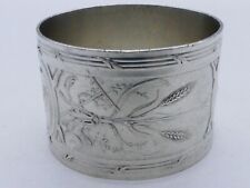 NAPKIN RING TOWEL ROUND ART NOUVEAU WITH SHEAVES OF BLUE SOLID SILVER 1884