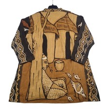 Vintage Mud Cloth African Senegalese Boubou Dashiki Top Cotton Wearable Art 