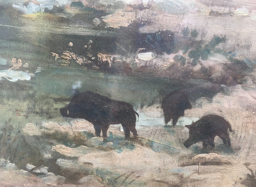 Sangliers dans paysage de - dans,