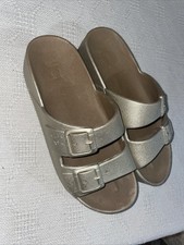 Cacatoes Women’s Platform Sandals Size 8 M Beige Gold Beach Cruise Island Fun 