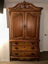 Elegant Vintage Handcrafted Wooden Armoire 