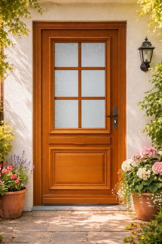 Porte entrée bois vitrée - porte,