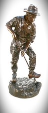 Antique Signed Jean Garnier (1853-1910) French Bronze Sculpture of Field Worker