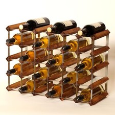Cranville Vin Rack Rangement 30 Bouteille Chêne Teinture Bois/Métal Assemblés