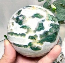 Boule De Cristal Agate Verte Pierre Naturelle Sphère De Cristal Aléatoire de 9cm