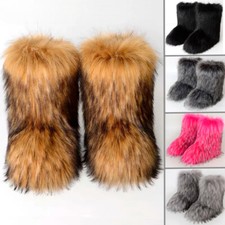 Winter Fluffy Faux Fox Fur Boots Plush Warm Snow Boot Luxury Bottes Fashion Shoe
