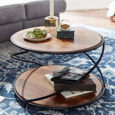 FineBuy Table Basse Ronde Bois